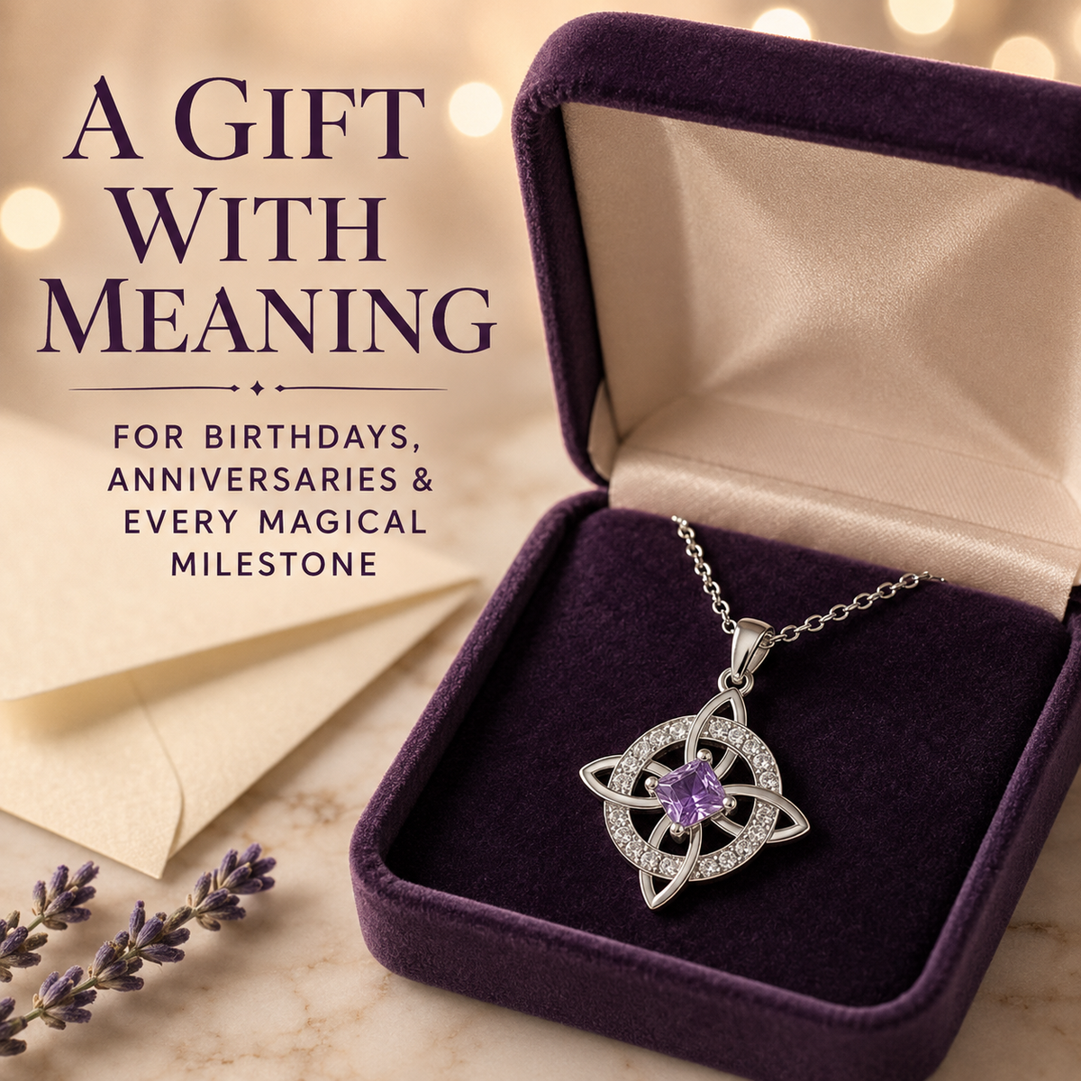 ✨Personalized Witch’s Knot Birthstone Necklace(With Gift Box)