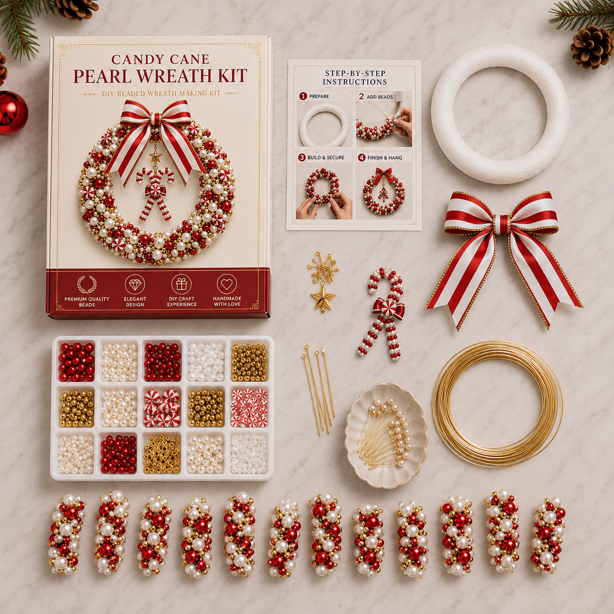 🔥🎄Plymagic DIY Pearl Art - Christmas Wreath