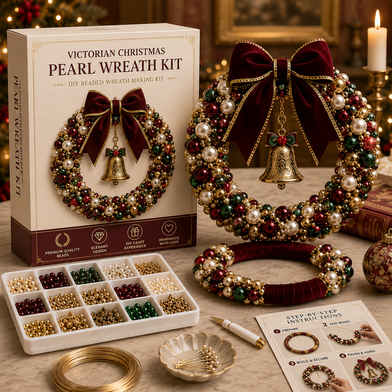 🔥🎄Plymagic DIY Pearl Art - Christmas Wreath