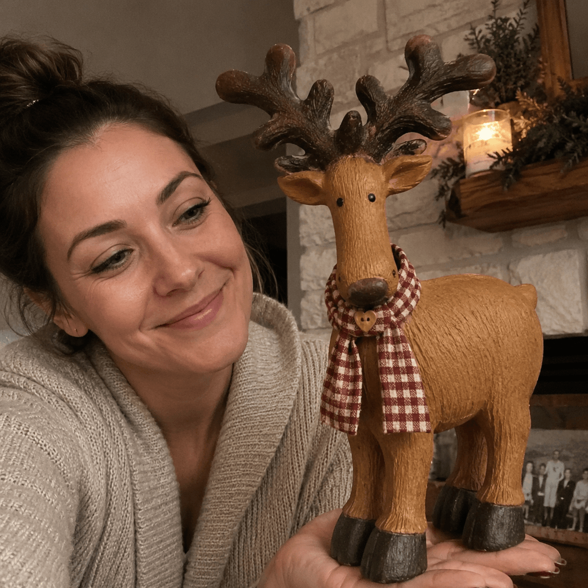 🦌Rustic Farmhouse Reindeer Figurine