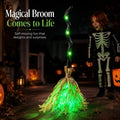 🎃🧹Halloween Animated Moving Witch Broom⭐Light‑Sound‑Motion