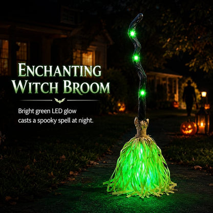 🎃🧹Halloween Animated Moving Witch Broom⭐Light‑Sound‑Motion