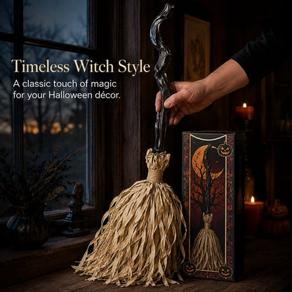 🎃🧹Halloween Animated Moving Witch Broom⭐Light‑Sound‑Motion