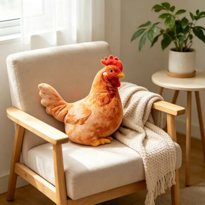 Cute Chicken-Shaped Plush Pillow – Realistic Hen Stuffed Animal & Home Decor Cushion