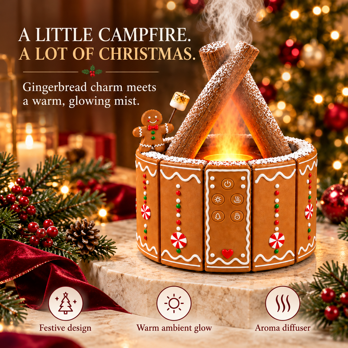 🔥 Campfire Christmas Diffuser 🎅 Santa & Gingerbread 2 Styles