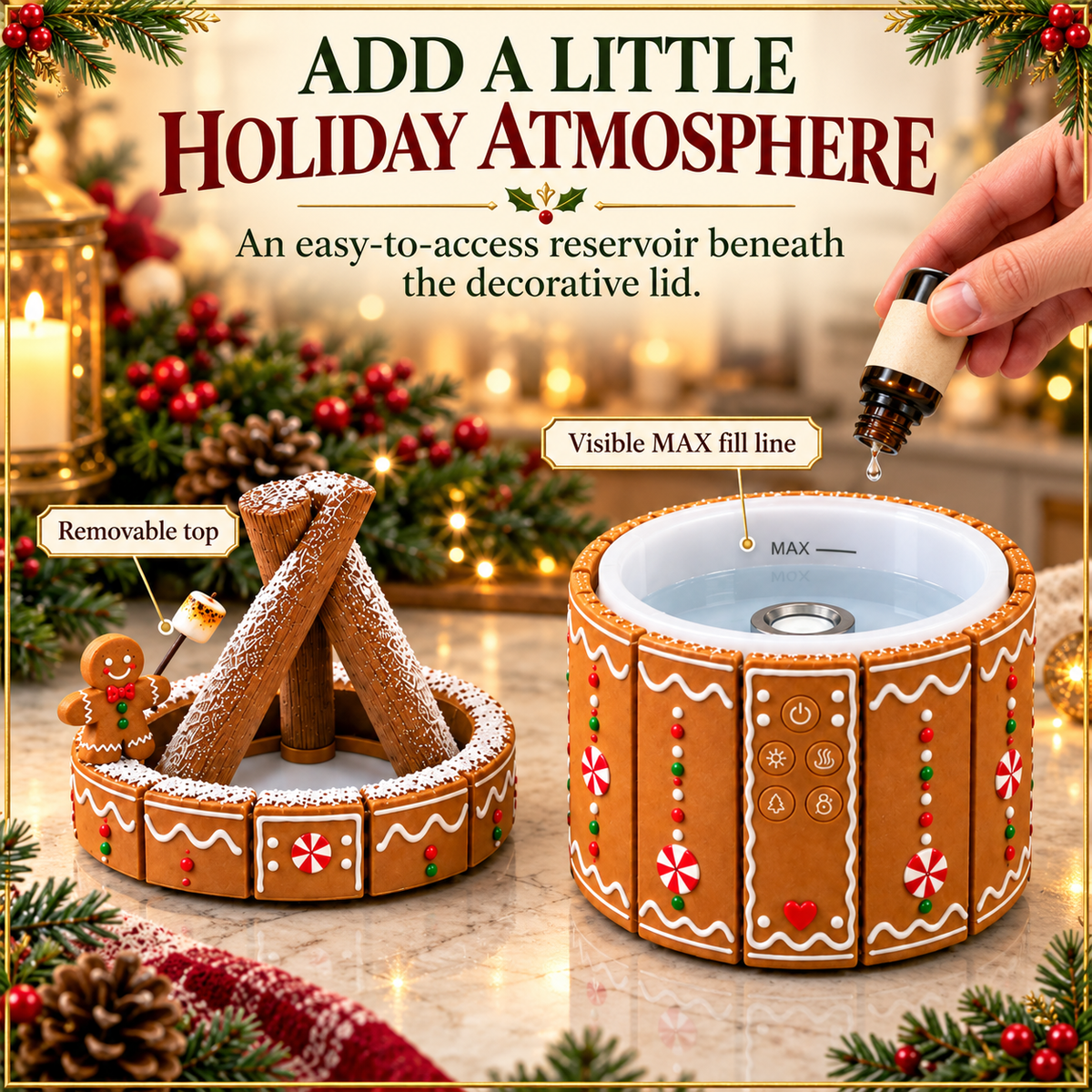 🔥 Campfire Christmas Diffuser 🎅 Santa & Gingerbread 2 Styles