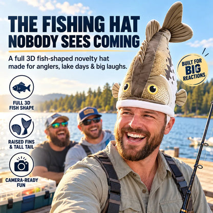 🎣Last day Promotion 🔥-🐟Reel in Laughs with This Funny Bass Plush Hat! 😂