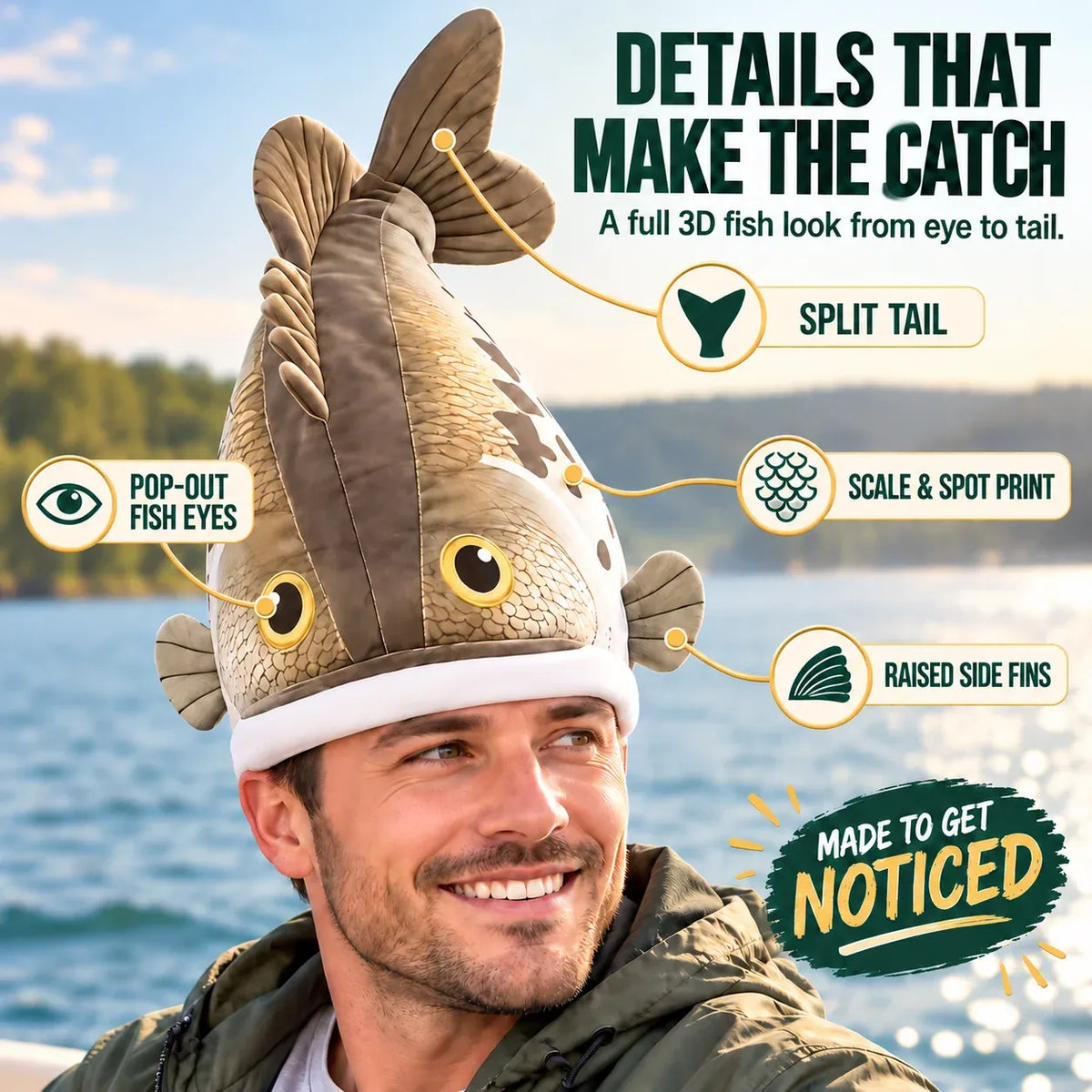 🎣Last day Promotion 🔥-🐟Reel in Laughs with This Funny Bass Plush Hat! 😂