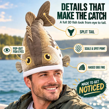 🎣Last day Promotion 🔥-🐟Reel in Laughs with This Funny Bass Plush Hat! 😂