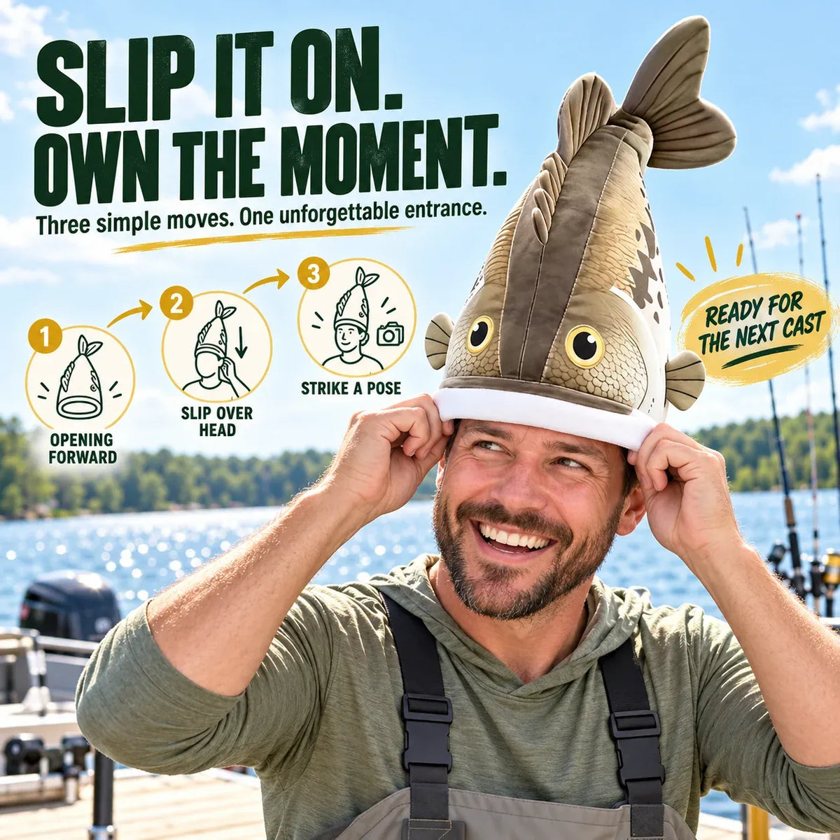 🎣Last day Promotion 🔥-🐟Reel in Laughs with This Funny Bass Plush Hat! 😂