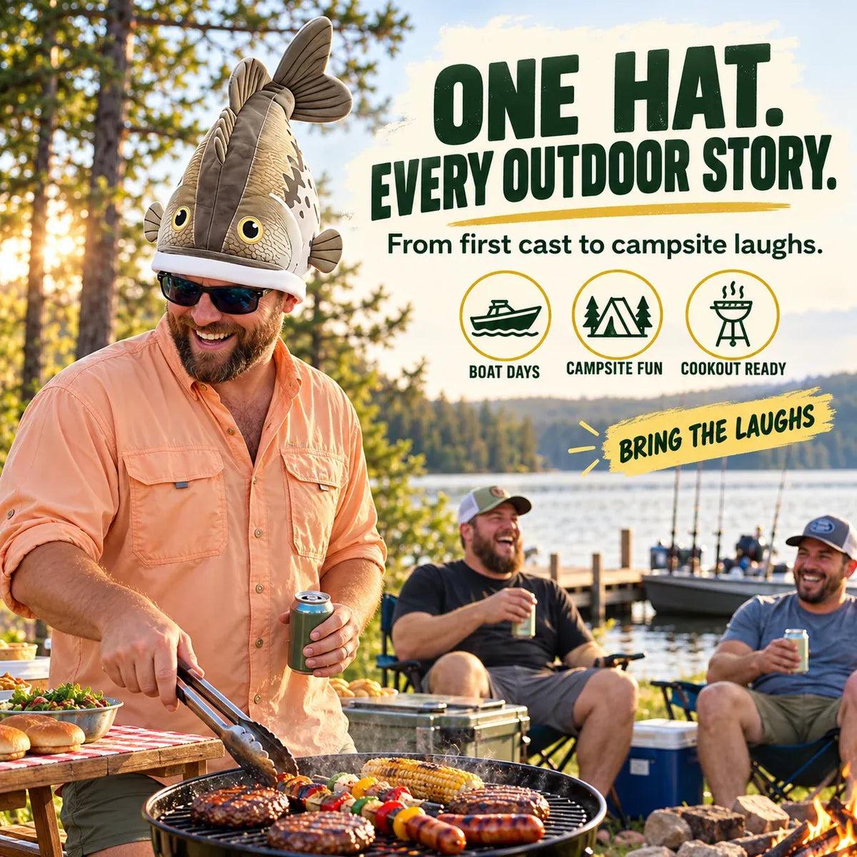 🎣Last day Promotion 🔥-🐟Reel in Laughs with This Funny Bass Plush Hat! 😂