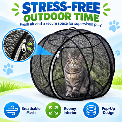🐱 FreshAir Cat Haven™ – Pop-Up Mesh Playpen
