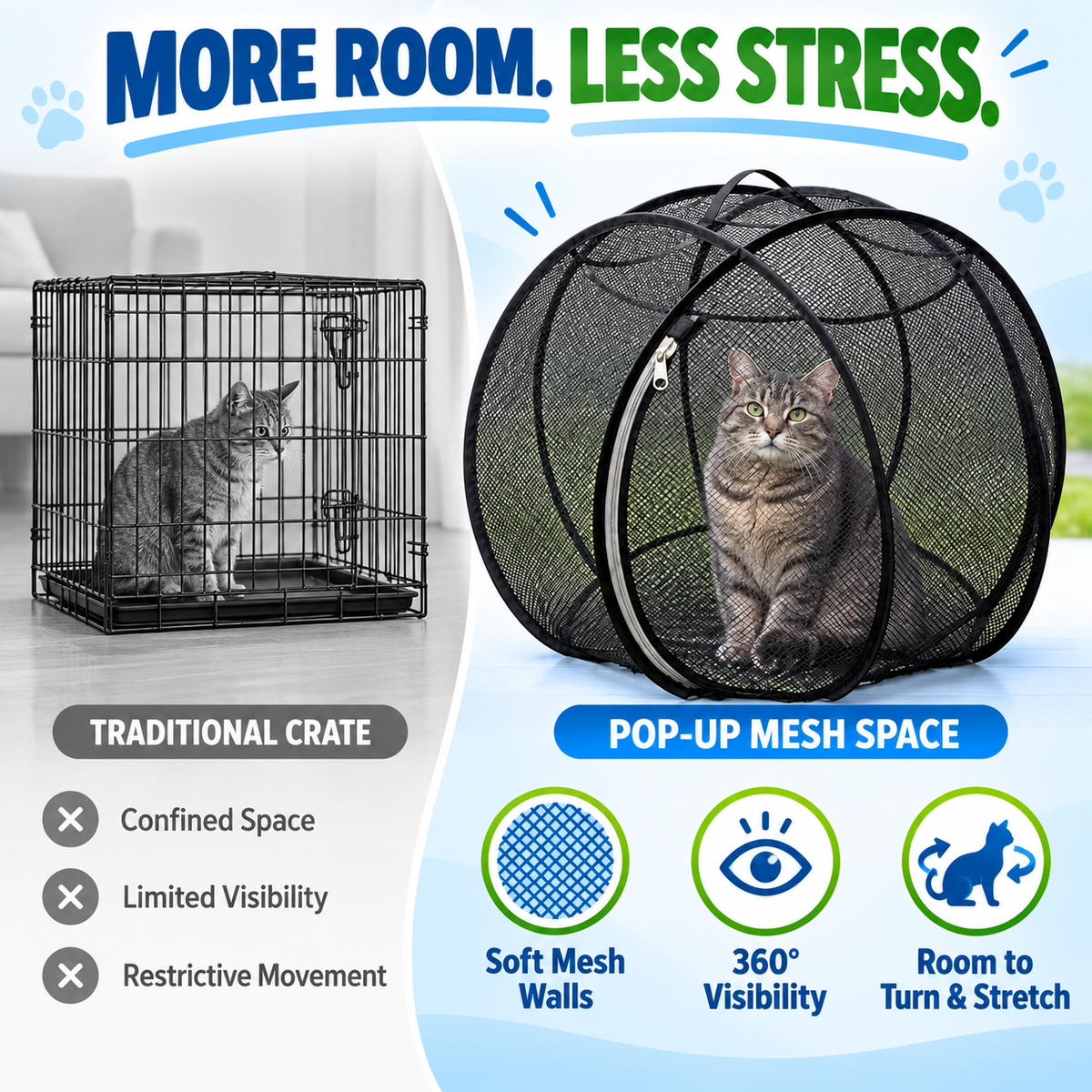 🐱 FreshAir Cat Haven™ – Pop-Up Mesh Playpen