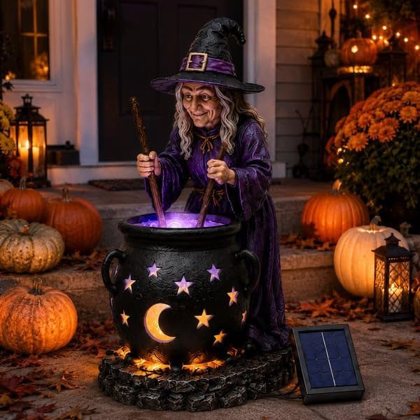 🎃Halloween Witch Glowing Cauldron Solar Light
