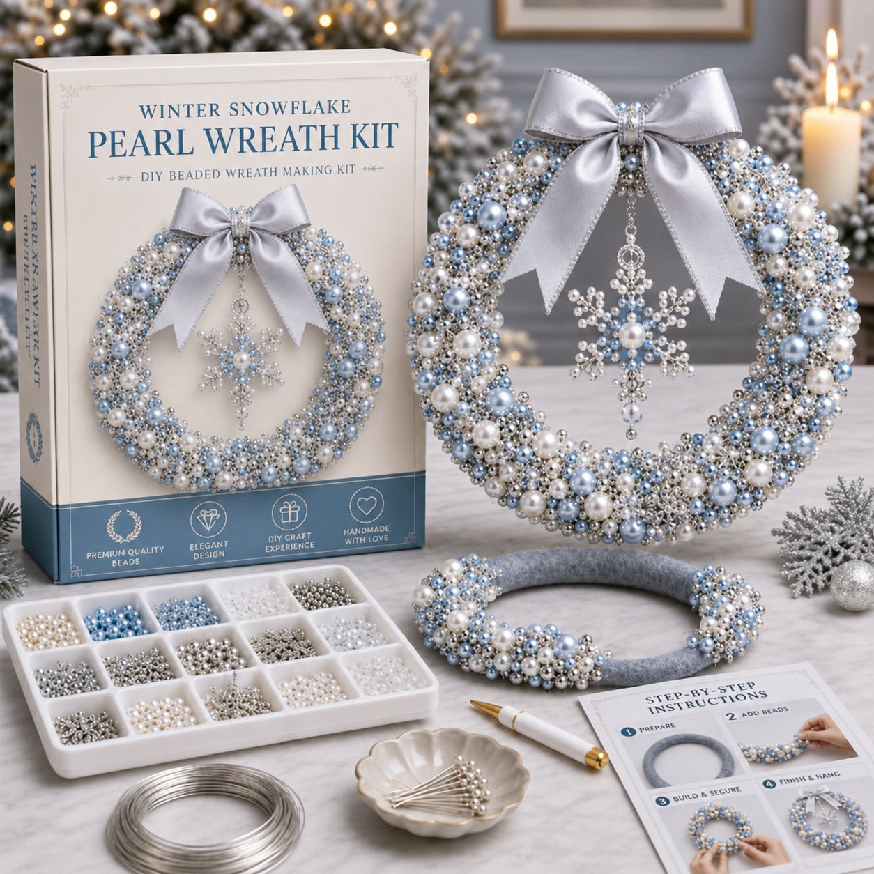 🔥🎄Plymagic DIY Pearl Art - Christmas Wreath