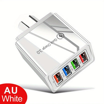 ⏰Last day Promotion 🔥-⚡ Quick Charge 3.0 GaN Charger – 4-Port Intelligent Fast Charging Hub with UK Plug🔋