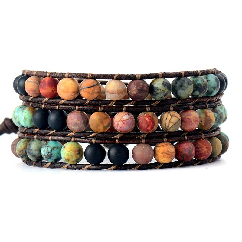 Natural Semi-Precious Gem Wrap Bracelet LOVE Pattern Gift