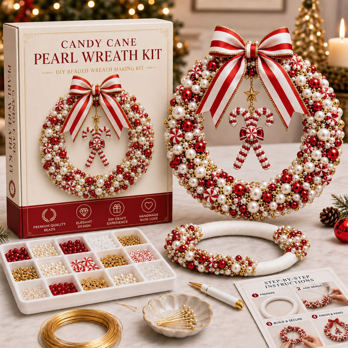 🔥🎄Plymagic DIY Pearl Art - Christmas Wreath