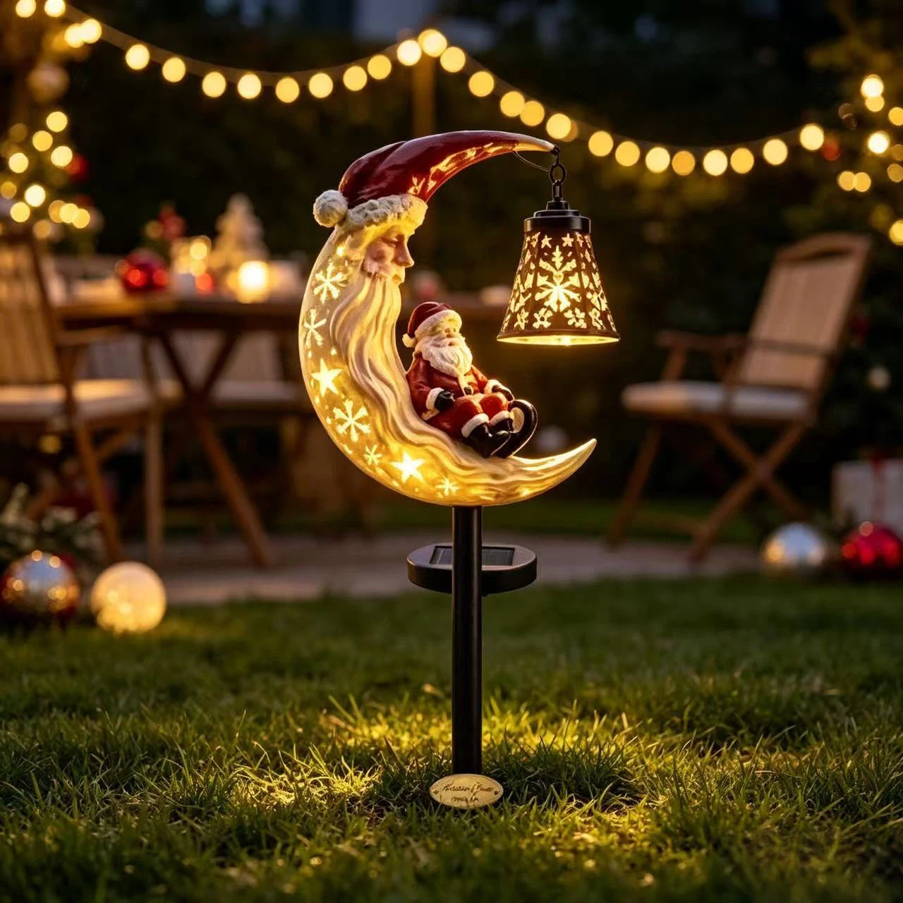 🎅🌙 Christmas Moon Solar Garden Stake Light