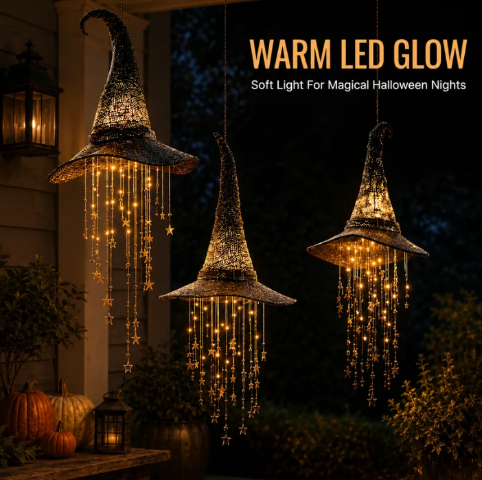 Lighted Witch Hat Hanging Chime