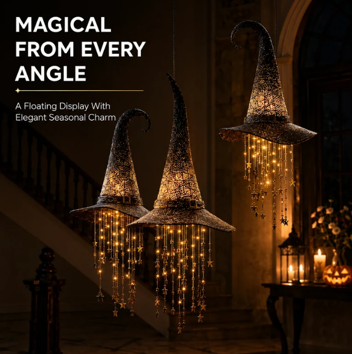 Lighted Witch Hat Hanging Chime