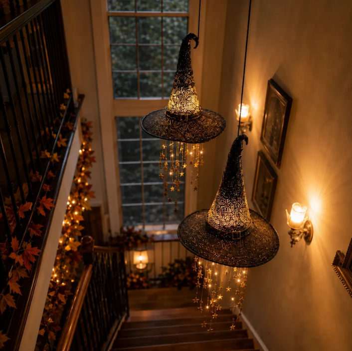 Lighted Witch Hat Hanging Chime