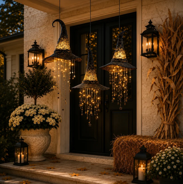 Lighted Witch Hat Hanging Chime