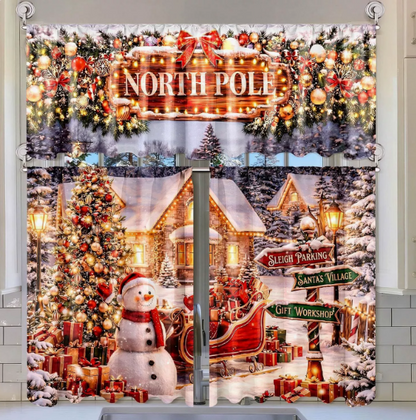 🎄Festive Christmas Kitchen Curtain Set – 3-Piece Holiday Window Decor🏡