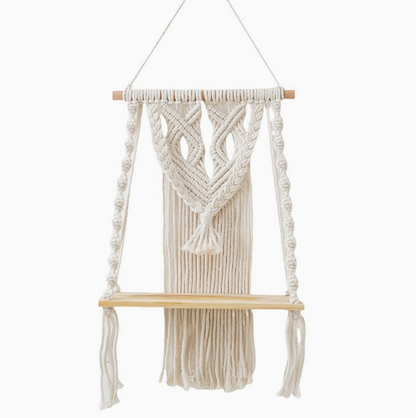 ⏳Time-Limited Special⏰Bohemian Hand Woven Macrame Wall Hanging Floating Shelf for Books and Plants Living Room Decor