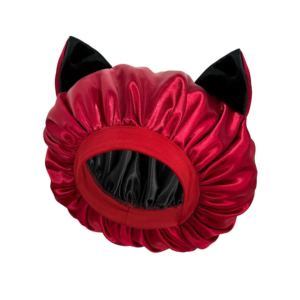 Three-dimensional cat ear satin sleeping cap