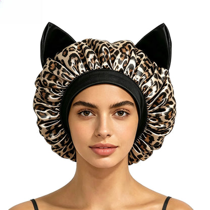 Three-dimensional cat ear satin sleeping cap