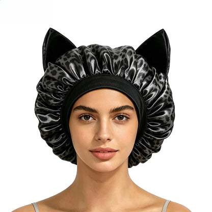 Three-dimensional cat ear satin sleeping cap