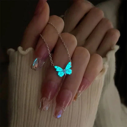 Luminous Butterfly Charm Necklace & Bracelet Set