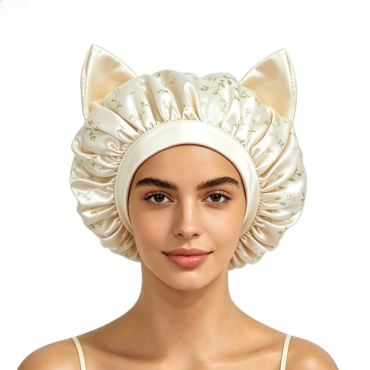 Three-dimensional cat ear satin sleeping cap