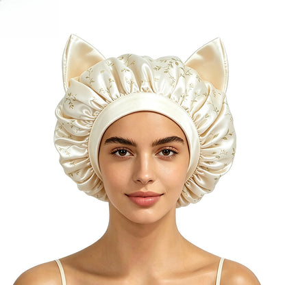 Three-dimensional cat ear satin sleeping cap