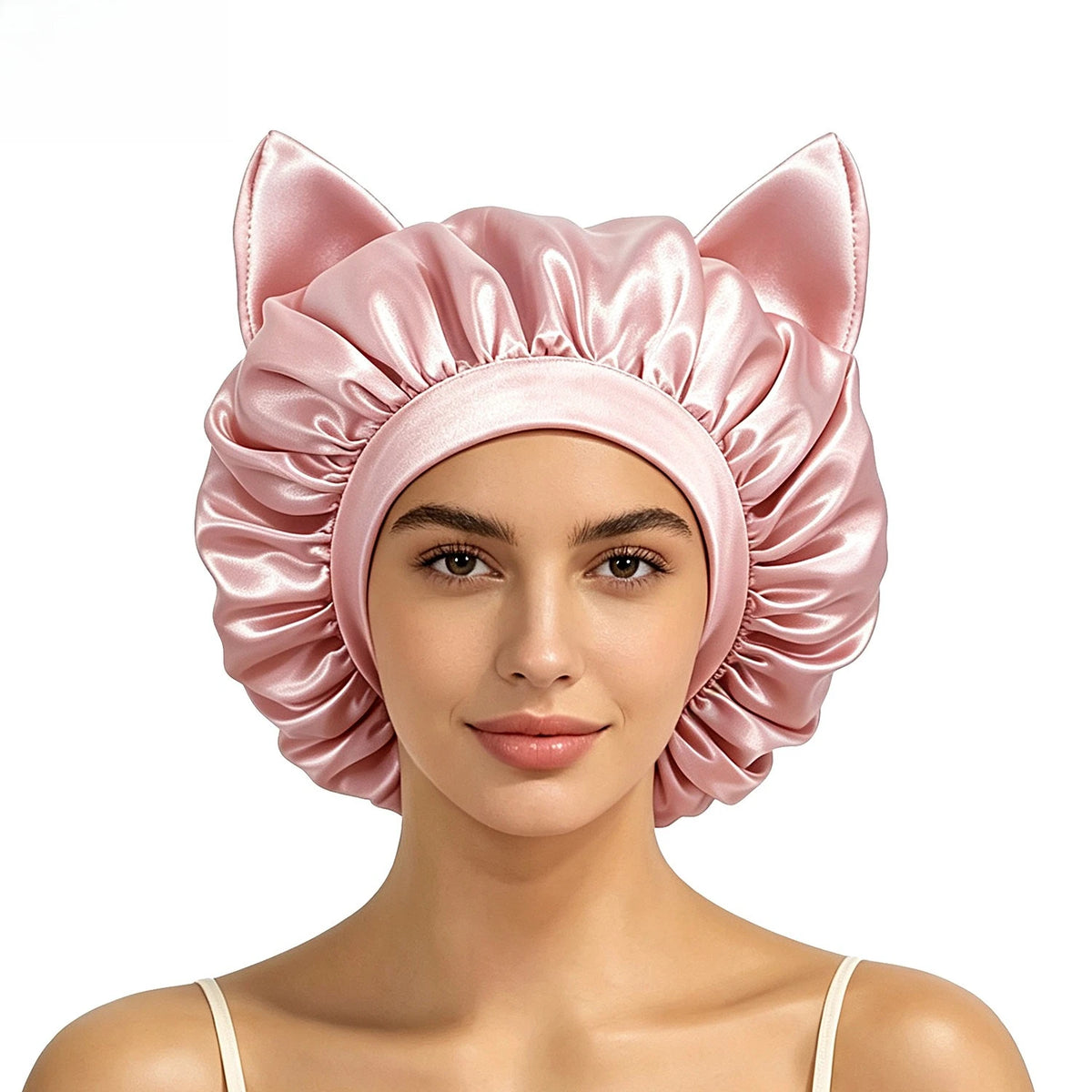 Three-dimensional cat ear satin sleeping cap