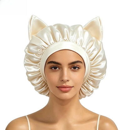 Three-dimensional cat ear satin sleeping cap