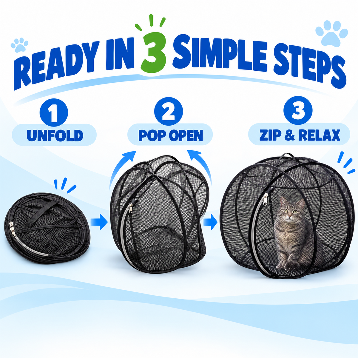 🐱 FreshAir Cat Haven™ – Pop-Up Mesh Playpen