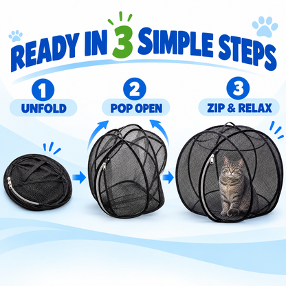 🐱 FreshAir Cat Haven™ – Pop-Up Mesh Playpen