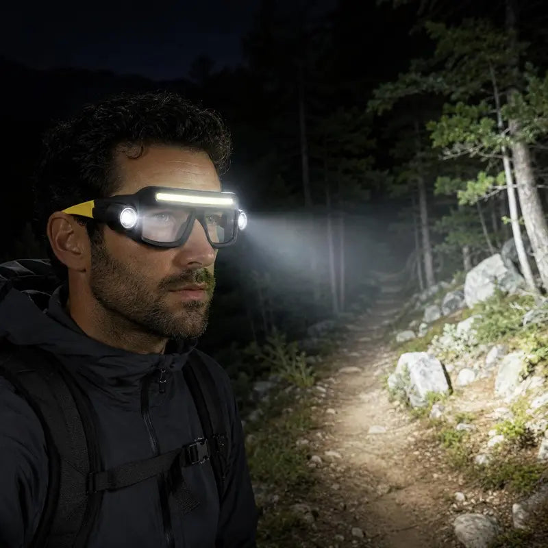 Rechargeable LED Headlamp Glasses – Hands-Free Work Light for Car Repair, DIY & Camping
