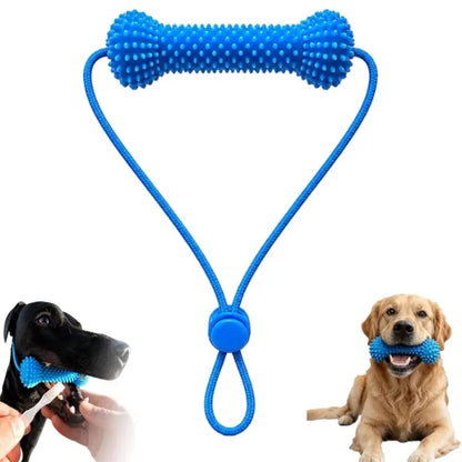 Adjustable Neck Strap Dog Tooth Cleaning Chew Stick – Bite-Resistant Rubber Pet Oral Care Toy