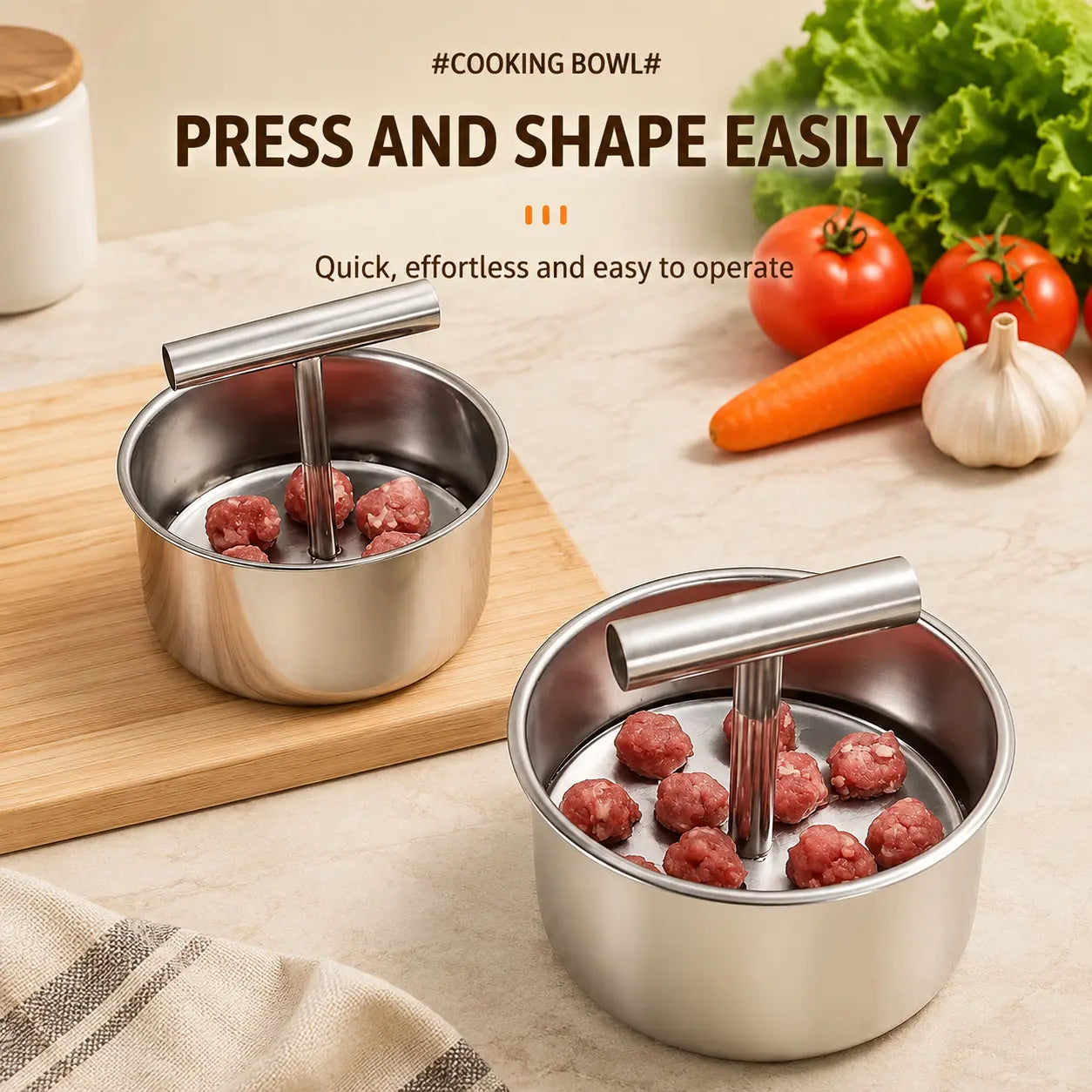Stainless Steel Meatball Maker with 6 Holes for Quick DIY Meatballs🍲