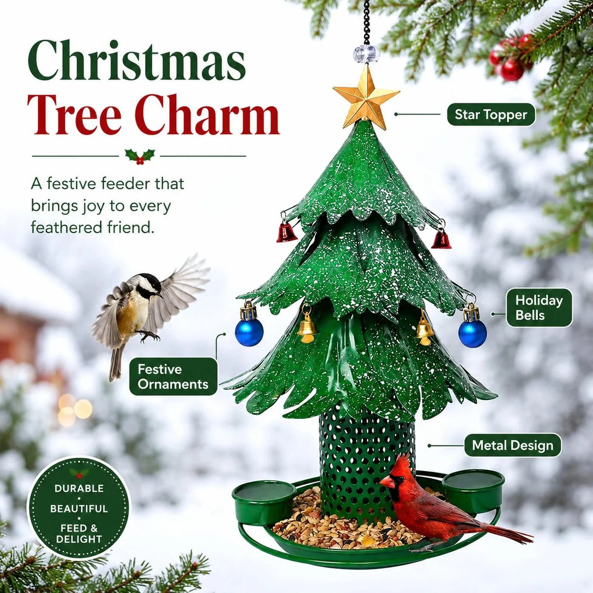 ✨🎄 Christmas Tree Bird Feeder Festive Backyard Holiday Decor