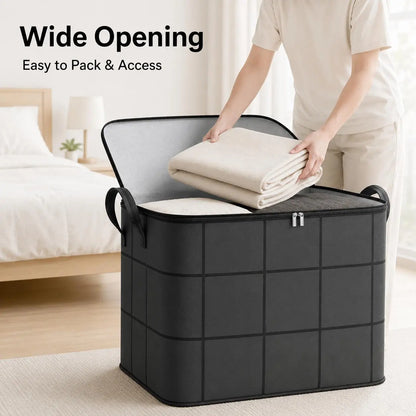 🔥Spacious Moving Storage Bin – Large Capacity Zippered Fabric Organizer for Bedding & Clothes