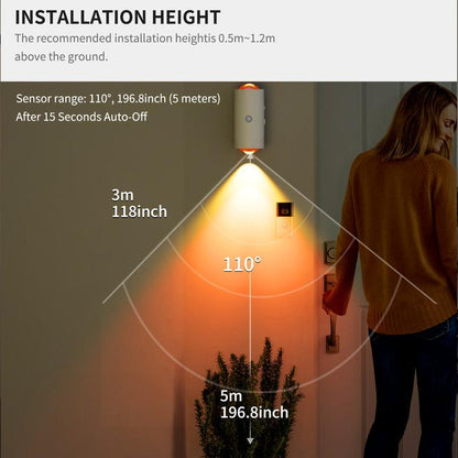 🔥RGB Motion Sensor LED Night Light Rechargeable Magnetic Dimmable Wall Lamp for Halloween Decor