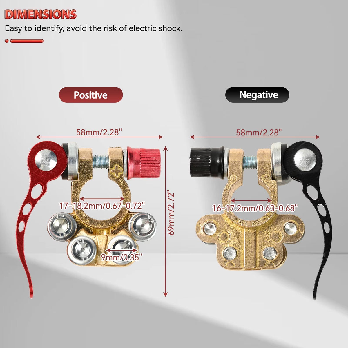 2PCS Car 4-Way Quick-Release Car Battery Terminal Connectors