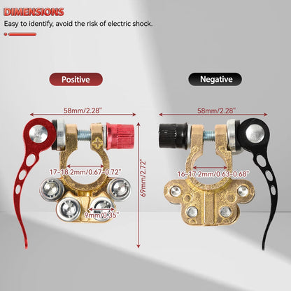 2PCS Car 4-Way Quick-Release Car Battery Terminal Connectors