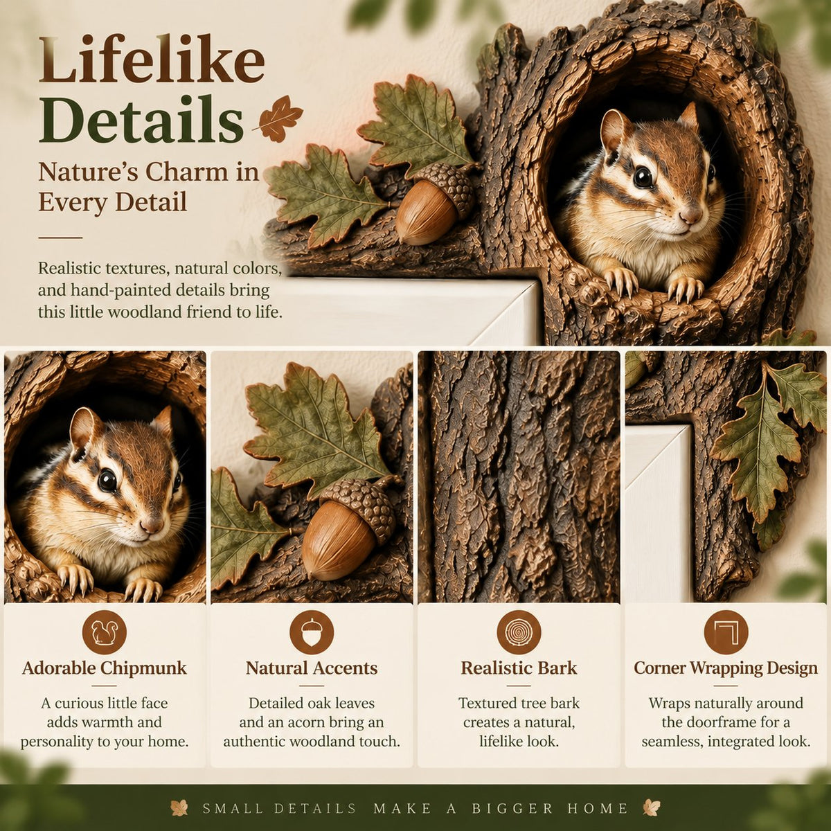 ⏰LAST DAY 50% OFF 🐿️ 3D Chipmunk Tree Hollow Door Topper
