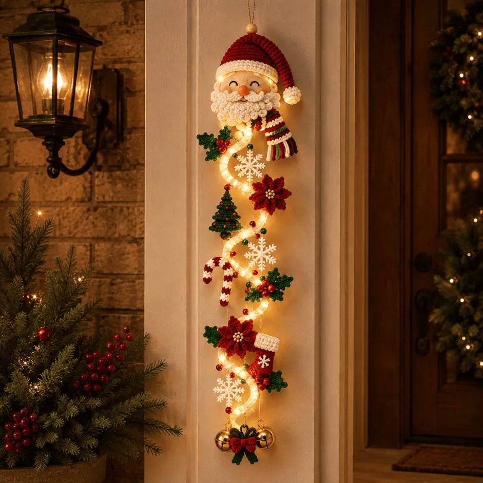 ⏳ Last Day 49% OFF – 🎄MerryCascade™ Glowing Christmas Door Hanger✨