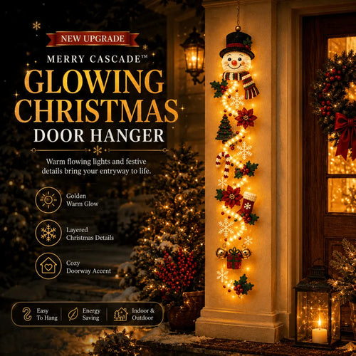 ⏳ Last Day 49% OFF – 🎄MerryCascade™ Glowing Christmas Door Hanger✨